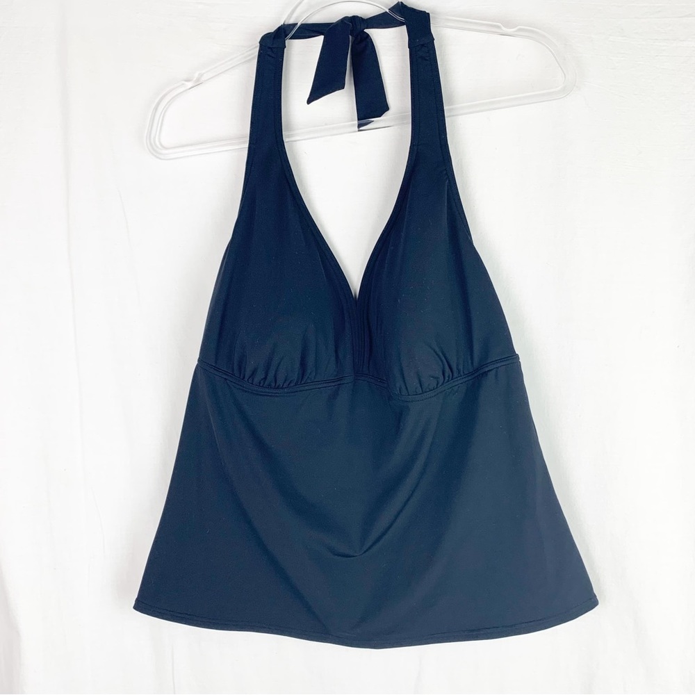 Lands’ End Classic Black Halter Tankini Swim Top size 18